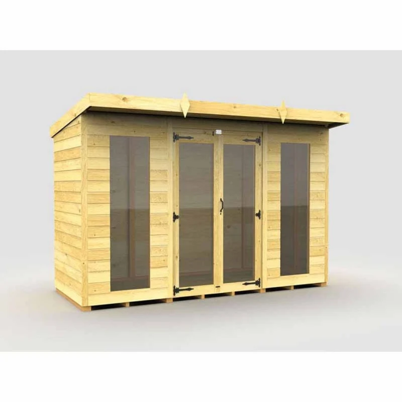 Image of Buttercup Farm 10x4 ft Pent Summer House (Full Height Window) - L118 x W302 x H201cm in Brown Brown Unisex