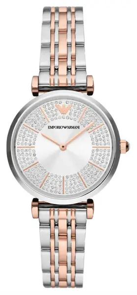 Image of Emporio Armani AR11537 Womens Crystal Set Silver Dial Watch