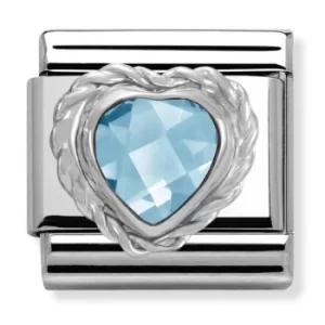 Image of Nomination CLASSIC Silvershine Faceted Hearts Light Blue Cubic...
