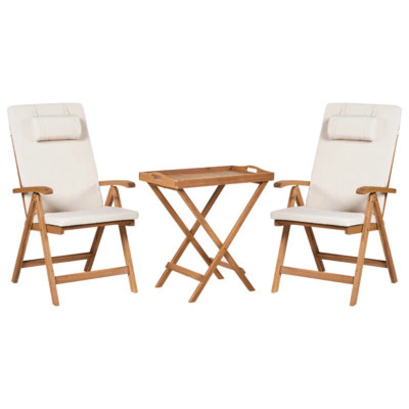 Image of Beliani Bistro Set Java Premiuim Acacia Wood Light Beige