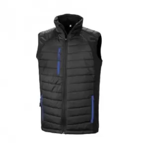 Image of Result Mens Black Compass Padded Soft Shell Gilet (2XL) (Black/Royal Blue)