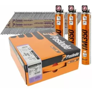 Image of Paslode - 141210 2.8 x 63mm Galv-Plus Ring Shank Nail Fuel Pack for IM350+ (3300 Pack + 3 Fuel Cells)