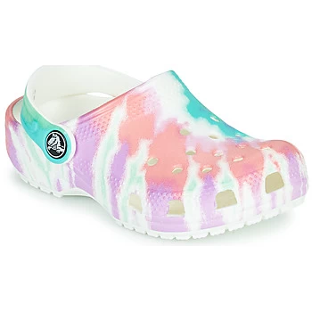 Image of Crocs CLASSIC TIE DYE GRAPHIC CLOG K Girls Childrens Clogs (Shoes) in White