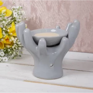 Image of Ceramic Wax/oil Warmer Grey Hands Design by Lesser & Pavey