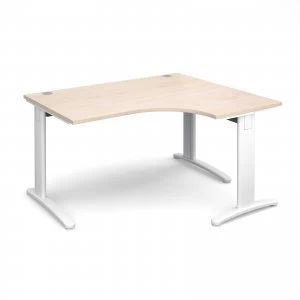Image of TR10 Deluxe Right Hand Ergonomic Desk 1400mm - White Frame maple Top