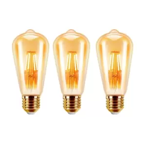 Image of 4W LED ST64 Filament Bulb E27, 64 x 142mm, 2200K (Pack of 3)