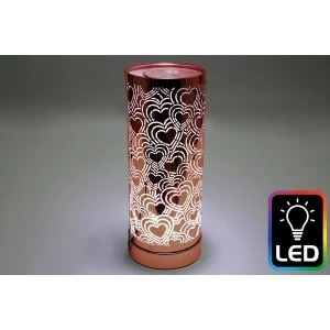 Image of Heart LED Tall Rose Gold Oil Burner (UK Plug)
