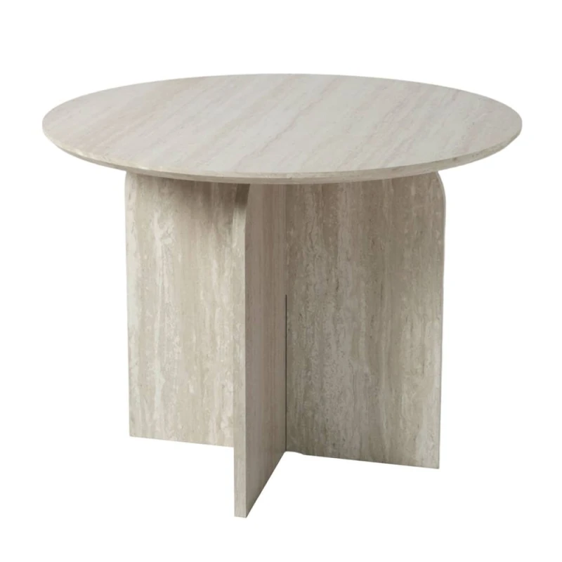 Image of Home Garden Direct NYX Modern Round Dining Table 100cm Wood or Stone Effect in Light Stone Light Stone Unisex