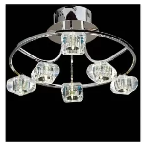 Image of Diyas - Polana round semi-ceiling light 6 polished chrome bulbs