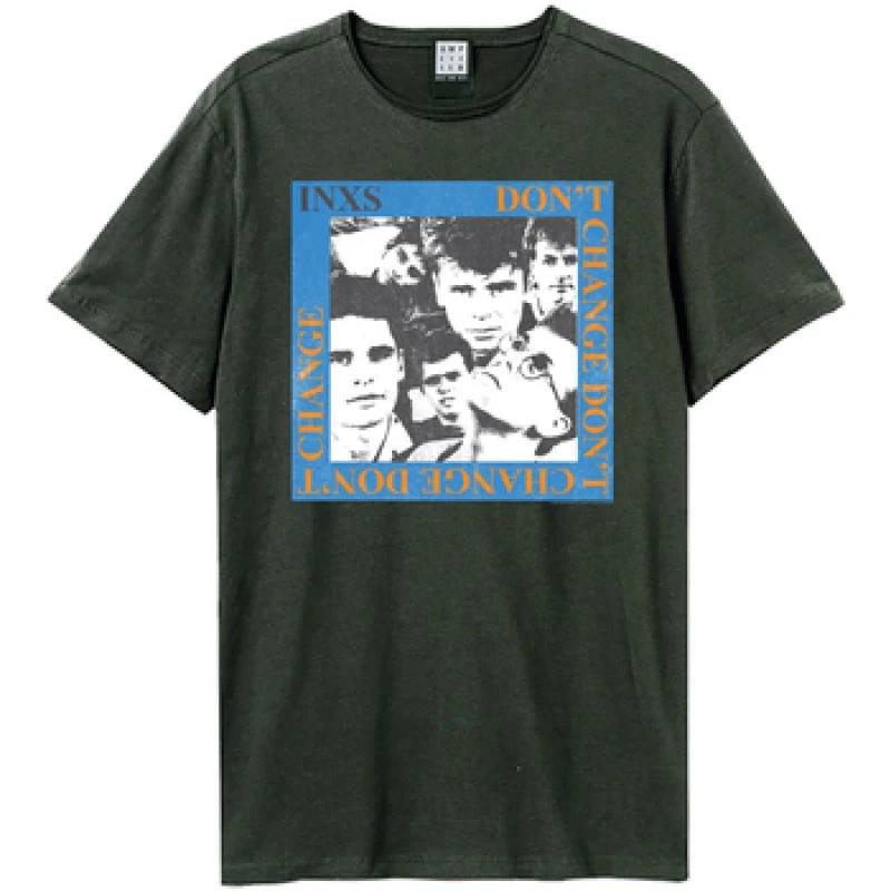 Image of Amplified Amplified Men Don't Change INXS T-Shirt in Charcoal Size: X-Small Charcoal XS Male 5063703749329
