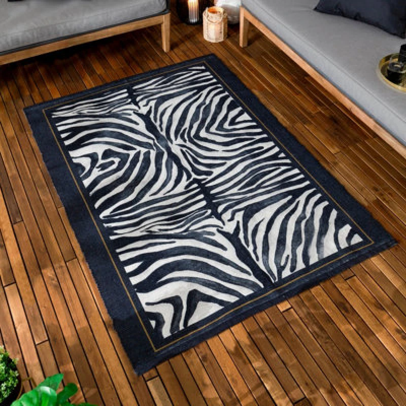 Image of Paoletti Leopardis Zebra Printed Indoor/Outdoor Rug Multicolour 120 X 170Cm, Multi 5025532823977.00