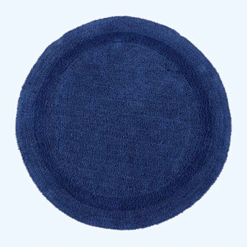 Image of Homescapes Luxury Reversible Round Bath Mat - Navy Blue