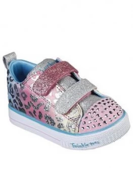 Image of Skechers Toddler Girls Shuffle Lite Leopard Cutie Plimsolls - Pink/Multi, Pink Multi, Size 6 Younger