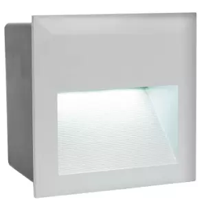 Image of IP65 Recessed Outdoor Wall Light Silver Cast Aluminium 3.7W Built in LED