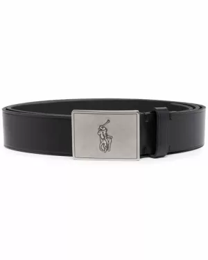 Image of Polo Ralph Lauren Mens 36mm Plaque Vachetta Belt - Black - M/W34
