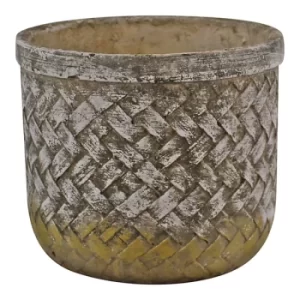 Image of Weave Effect Cement Pot, Small, 16cm diameter