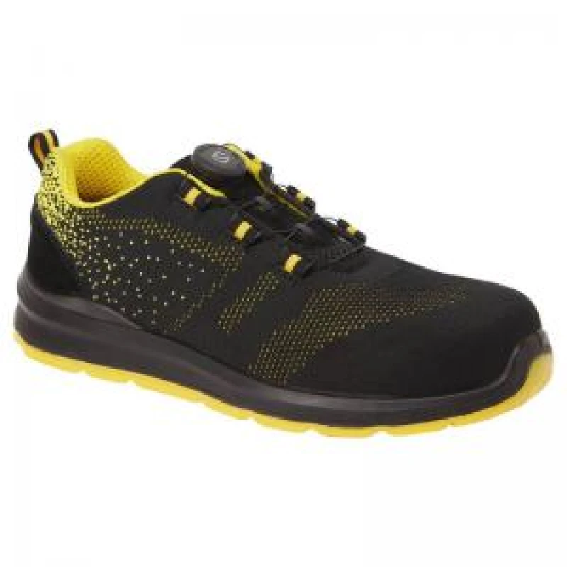 Image of Portwest Compositelite Wire Lace Knit Safety Trainers FT08BKY36 Colour: Black / Yellow