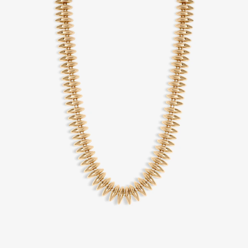 Image of Inicio Gold Plated Polished Ridged Allway Necklace - Gift Pouch Gold