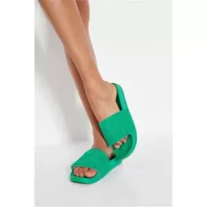 Image of I Saw It First Green Towelling Sliders - Green