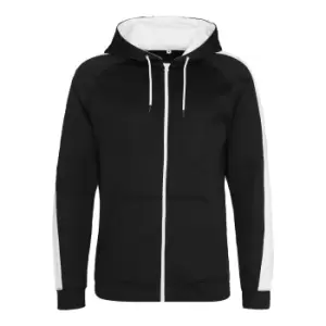 Image of AWDis Just Hoods Mens Contrast Sports Polyester Full Zip Hoodie (L) (Jet Black/Arctic White)