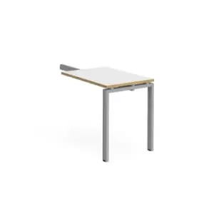 Image of Adapt add on unit single return desk 800mm x 600mm - silver frame and white top with oak edge