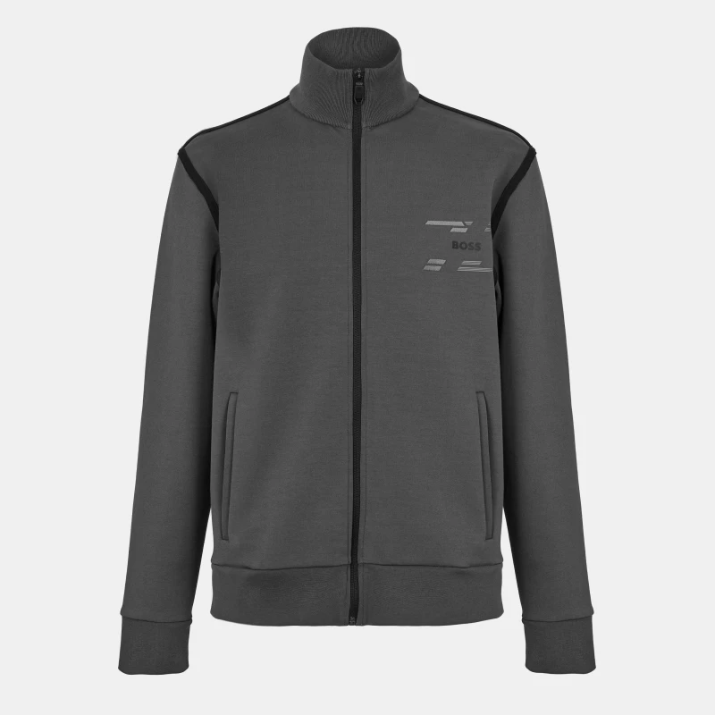 Image of Boss Mens Skaz Tape Sweatshirt with Tape Trims Dark Grey male S