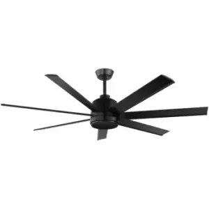 Image of Loops - Remote Control Electric Ceiling Fan Matt Black Steel Conservatory 1524mm