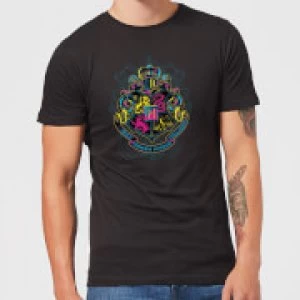 Image of Harry Potter Hogwarts Neon Crest Mens T-Shirt - Black