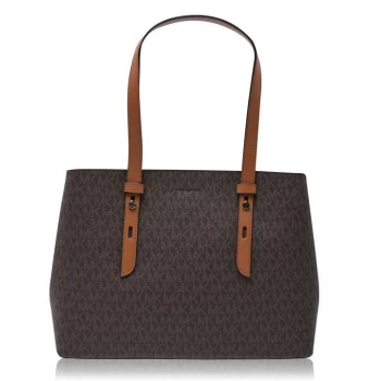 Image of Michael Kors Mel Signature Medium Tote Bag - Brn/Acorn 252
