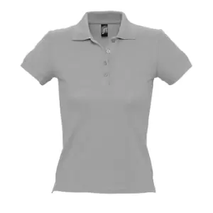 Image of SOLS Womens/Ladies People Pique Short Sleeve Cotton Polo Shirt (M) (Grey Marl)