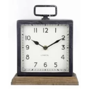 Image of Metal Clock with Wooden Base