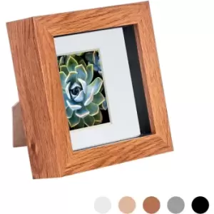 Image of 3D Box Photo Frame - 4 x 4' with 2 x 2' Mount - Dark Wood/White - Nicola Spring