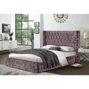 Image of Eniya Upholstered Beds - Crush Velvet, Double Size Frame, Pink - Pink