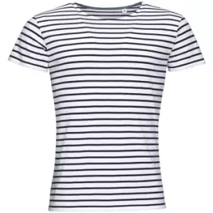 Image of SOLS Mens Miles Striped Short Sleeve T-Shirt (L) (White/Navy)