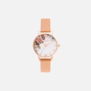 Image of Olivia Burton Womens Sparkle Florals Midi Watch - Coral & Rose Gold