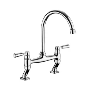 Image of Rangemaster TBL3CM/CM Traditional Dual Lever Bridge Tap - Chrome finish