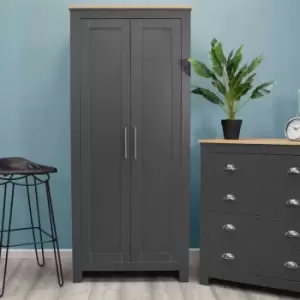 Image of Westbury Traditional 2 Door Wardrobe - Dark Grey & Light Oak - Dark Grey
