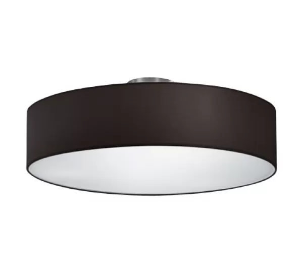 Image of Hotel Modern 3 Light 50cm Cylindrical Ceiling Light Nickel Matt Black Shade