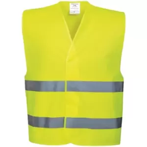 Image of Portwest Unisex High Visibility Two Band Safety Work Vest (SM) (Yellow) - Yellow