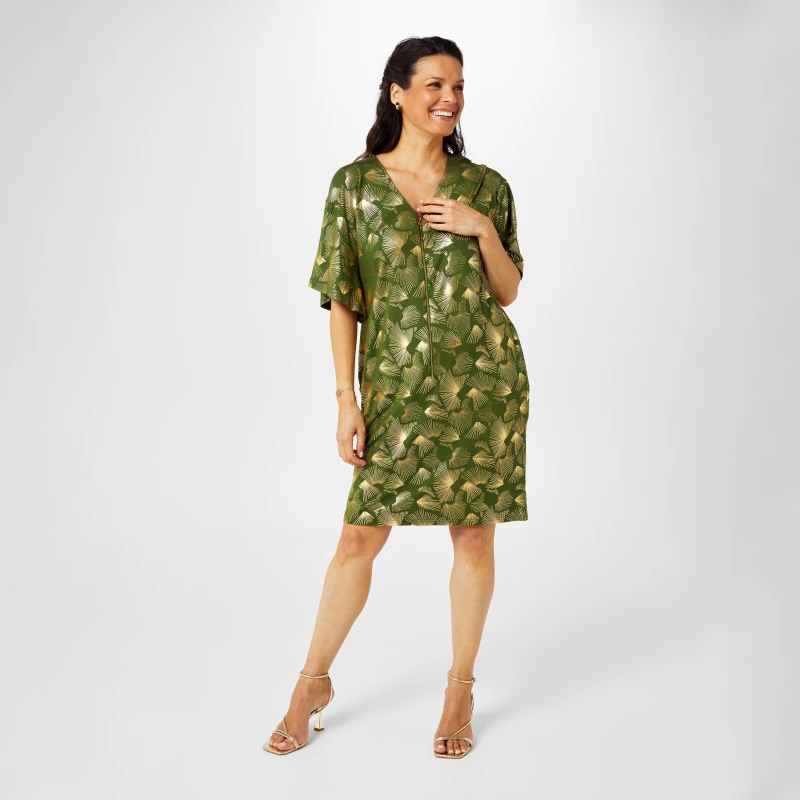 Image of Biba Biba Zip Front Jersey Dress - Green Green 8