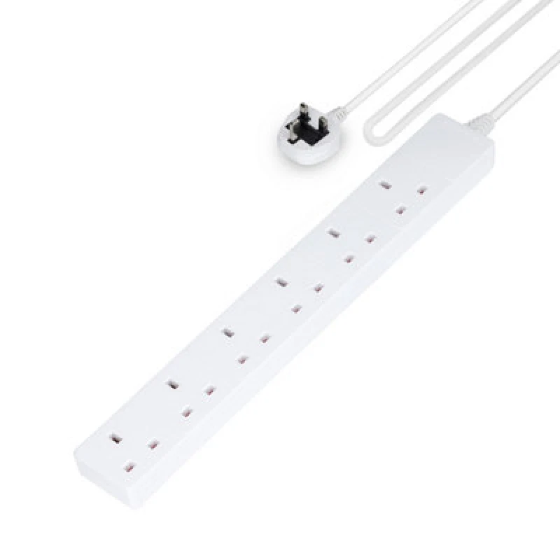Image of Geepas 6 Gang Extension Lead, 2M Cable Wall Mountable