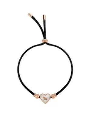 Image of Radley Ladies Sterling Silver 18Ct Rose Gold Plated Black Cord Mother Of Pearl Bracelet
