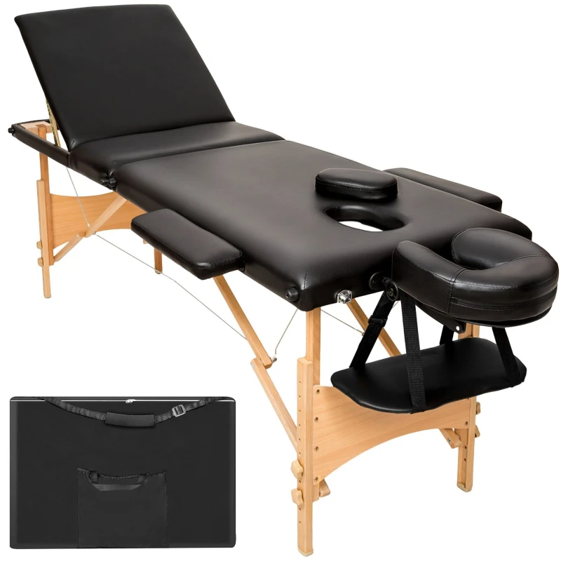 Image of Tectake Massage Table 3-Zone Daniel, Padding and Bag - Black 401466