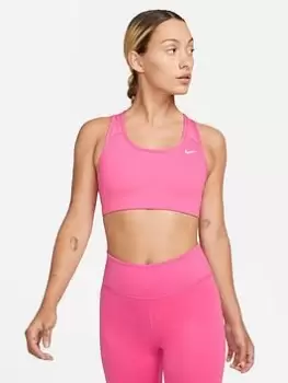 Image of Nike Swoosh Medium Support Bra, Pink/White, Size S, Women