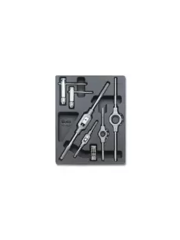 Image of Beta Tools T273 7pc Tap Wrench and Die Holder Set in Hard Tray for Roller Cabs