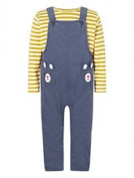 Image of Monsoon Baby Boys Bear Dungaree And T-Shirt - Blue
