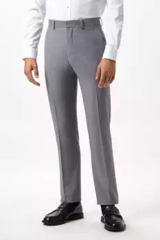 Image of Slim Fit Grey Textured Suit Trousers