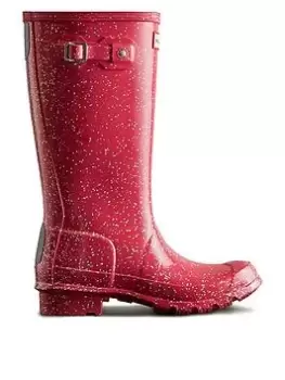 Image of Hunter Original Kids Giant Glitter Wellington Boots, Red, Size 3 Older