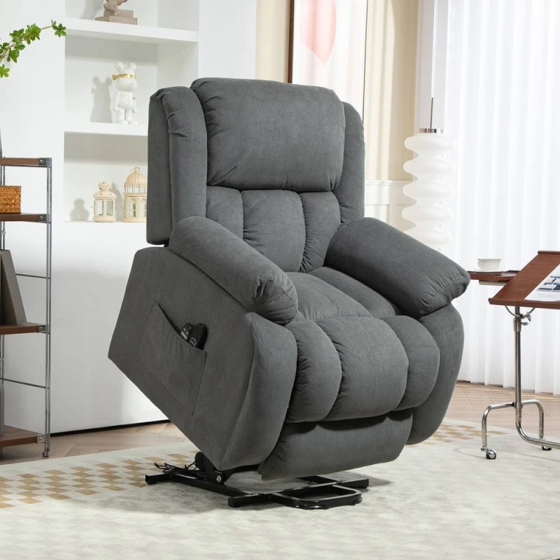 Image of HOMCOM Power Lift Recliner Chair, Reclining Chair with Massage, Grey Size: Armchair Grey Unisex Armchair