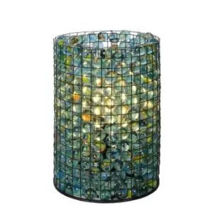 Image of Lucide Extravaganza Marbelous Glass Table Lamp - Blue